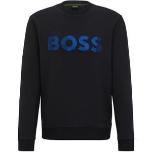 Hugo Boss Green sweater ronde hals zwart geprint katoen normale fit