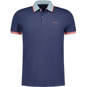 NZA poloshirt  navy katoen met lichtblauwe kraag