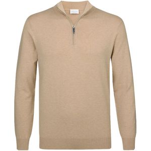 Profuomo trui half zip camel met zijde