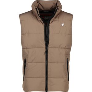 Superdry bodywarmer bruin effen ritssluiting slim fit