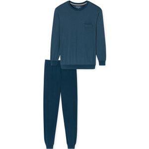 Schiesser Comfort Essentials pyjama blauw gestipt katoen