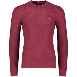 Tommy Hilfiger trui ronde hals bordeaux effen katoen