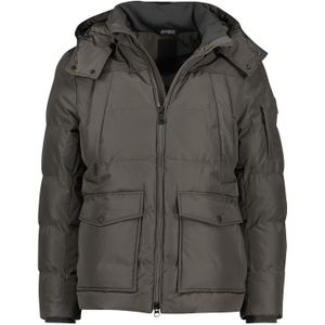 Airforce winterjas groen effen rits slim fit capuchon afneembaar