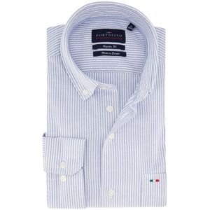 Portofino casual overhemd wijde fit lichtblauw wit gestreept