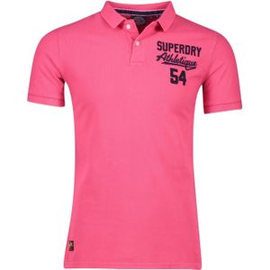 Superdry polo slim fit framboos roze effen