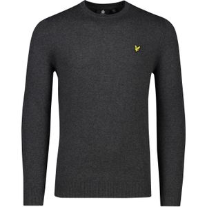 Grijze Lyle Scott trui ronde hals effen katoen wol