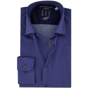 Eterna overhemd comfort fit donkerblauw geprint katoen