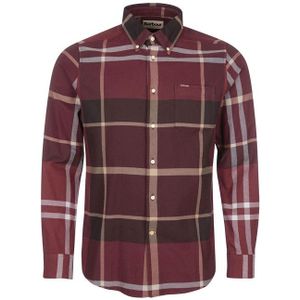 Barbour normale fit casual overhemd bordeaux geruit katoen