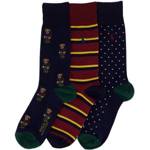 Polo Ralph Lauren sokken katoen geprint donkerblauw/rood 3-pack