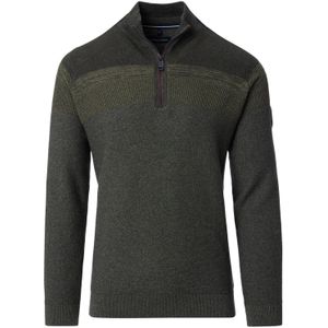 Casa Moda trui groen half zip katoen