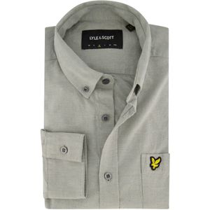 Lyle&Scott casual overhemd normale fit grijs/groen effen katoen