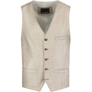 Roy Robson gilet beige gemêleerd wol normale fit steekzakken