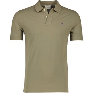 Katoenen Gant 2-knoops polo regular fit khaki pique