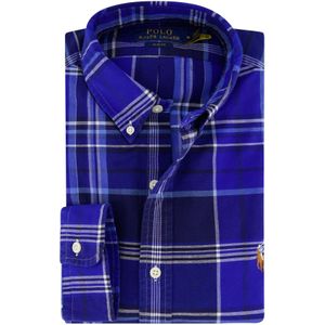 Polo Ralph Lauren casual overhemd slim fit blauw geruit 100% katoen