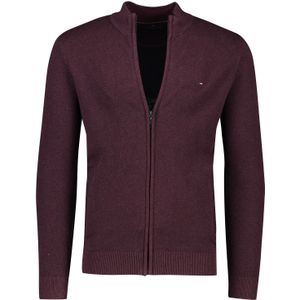 Vest Portofino bordeaux rits effen katoen