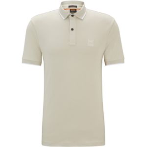 BOSS orange katoenen polo slim fit beige