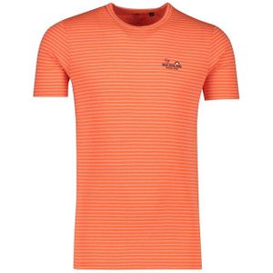 NZA t-shirt Wimbledon wit oranje neon gestreept met logo