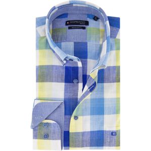 Giordano casual overhemd normale fit blauw geruit