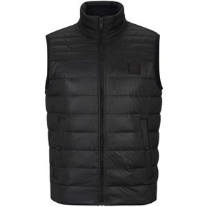 Hugo Boss Orange gewatteerde bodywarmer zwart effen rits slim fit