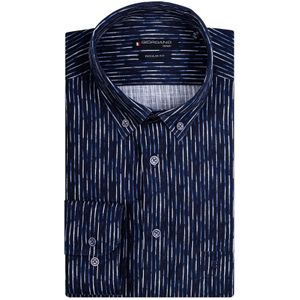 Giordano casual overhemd wijde fit navy geprint katoen