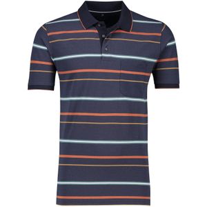 Casa Moda polo donkerblauw gestreept wijde fit katoen