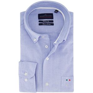 Portofino casual overhemd wijde fit lichtblauw uni 100% katoen