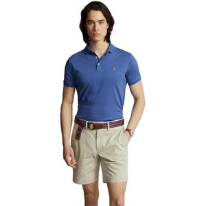 Katoenen Polo Ralph Lauren polo custom slim fit blauw gemêleerd