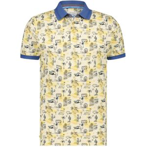 A Fish Named Fred polo geel geprint katoen slim fit
