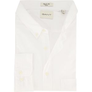 Gant overhemd wit uni katoen regular fit