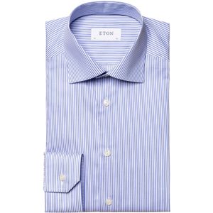 Eton business overhemd normale fit blauw wit gestreept katoen