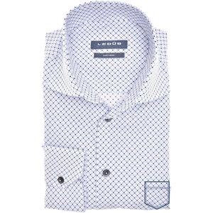 Ledub overhemd mouwlengte 7 normale fit wit geprint katoen