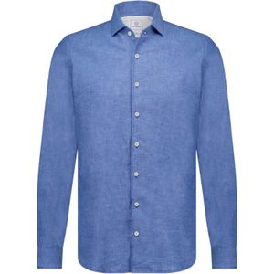 Blauw gemêleerd Blue Industry overhemd linnen slim fit
