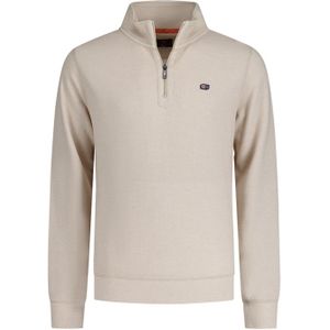 New Zealand sweater half zip beige katoen