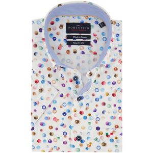 Portofino korte mouw overhemd normale fit wit print