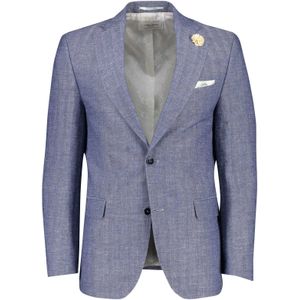Carl Gross colbert blauw linnen normale fit gemêleerd