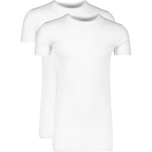 Slater t-shirt extra long fit wit katoen ronde hals 2-pack