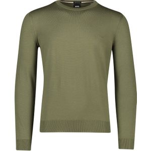 Hugo Boss trui Botto ronde hals groen effen wol