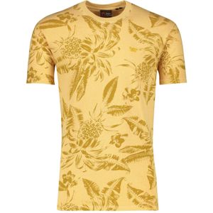 Superdry t-shirt geel print katoen ronde hals korte mouwen