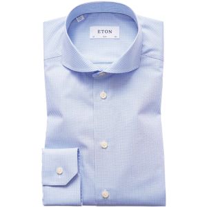 Eton overhemd cutaway blauwe ruit Slim Fit