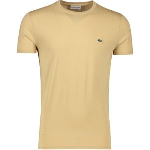 Lacoste t-shirt effen camel katoen wijde fit
