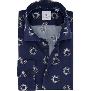 Blue Industry casual overhemd slim fit donkerblauw bloemen print katoen