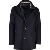 Hugo Boss winterjas donkerblauw effen normale fit wol