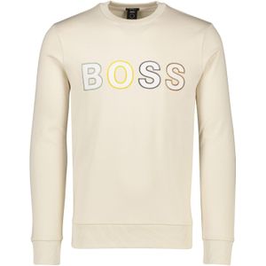 Hugo Boss sweater beige geprint katoen met gekleurde logo