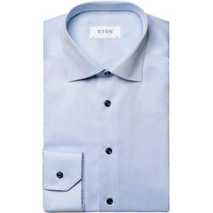Eton business overhemd lichtblauw effen wide spread