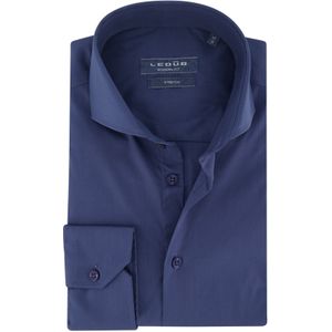 Ledub business overhemd Modern Fit blauw katoen-stretch