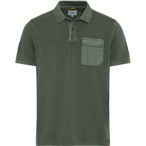 Camel Active poloshirt donkergroen borstzak 2-knoops