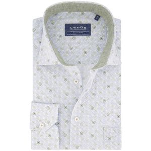 Ledub business overhemd Ledûb Modern Fit New normale fit groen wit geprint katoen