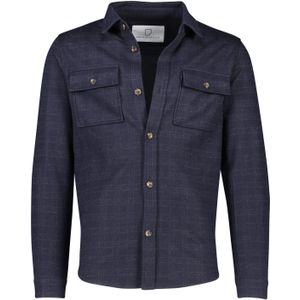 Born With Appetite casual overhemd donkerblauw geruit slim fit