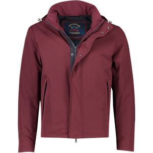 Paul&Shark winterjas bordeaux effen rits + knoop wijde fit afneembare capuchon