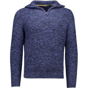 NZA halfzip trui gemeleerd blauw gebreid normale fit